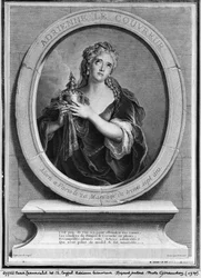 Adrienne Lecouvreur (1692-1730) gegraveerd door Pierre Drevet